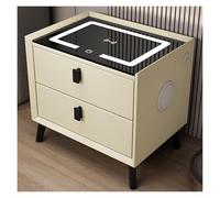 ZGHQHCDRH Comodino, Comodino intelligente con stazione di ricarica wireless, altoparlanti Bluetooth(Cream Color 19.6in)