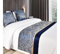 ZGHQHCDRH Copriletto, Runner da letto for king size Copriletto di giunzione lusso for piedi del Sciarpa jacquard montagne e fiumi for camera d'albergo(Blue,50 * 240cm for 180cm Bed)