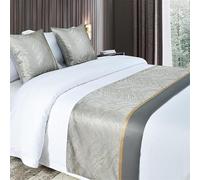 ZGHQHCDRH Copriletto, Runner da letto for king size Copriletto di giunzione lusso for piedi del Sciarpa jacquard montagne e fiumi for camera d'albergo(Grey,50 * 240cm for 180cm Bed)