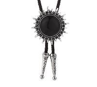 ZGHQHCDRH Cravatta Bolo da uomo Accessori for costumi retrò - Abiti casual in pelle da cowboy occidentale Camicia Rodeo Bola Tie, Cravatta turchese con sistema solare creativo(Black)