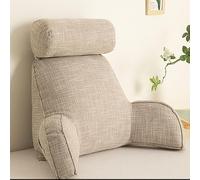 ZGHQHCDRH Cuscino ergonomico di supporto lombare, con collo staccabile, cuscino di supporto for la schiena con supporto for il braccio, gioco, lettura, con fodere lavabili(Flaxen,60x45x20 cm)