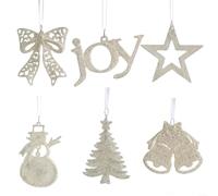 ZGHQHCDRH Decorazioni Festive, Ciondolo Piccolo con Glitter Natalizi, Ornamenti a Forma di Campana, Angelo, Set 6 ciondoli Decorativi for la casa dell'albero Natale