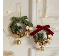 ZGHQHCDRH Decorazioni Festive, Ghirlanda Decorativa Natalizia, campanelli e Nastri collegati in Modo Sicuro, Facili da Appendere esporre(Red Ribbon Garland)