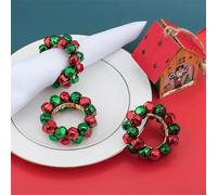 ZGHQHCDRH Decorazioni Festive, Set di 4 Fermaglio for tovaglioli con Campana Colorata Natale, Anelli for, Porta, Decorazione for Feste e tavoli Nuziali(Gold Silver)