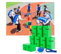 ZGHQHCDRH espositore in acrilico, IEOWY Team Building Block Tower Games, giochi di competizione divertenti for attività gruppo all'aperto, che promuovono una comunicazione amichevole(Green,8PCS)