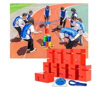 ZGHQHCDRH espositore in acrilico, IEOWY Team Building Block Tower Games, giochi di competizione divertenti for attività gruppo all'aperto, che promuovono una comunicazione amichevole(Red,10PCS)