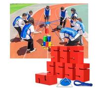 ZGHQHCDRH espositore in acrilico, IEOWY Team Building Block Tower Games, giochi di competizione divertenti for attività gruppo all'aperto, che promuovono una comunicazione amichevole(Red,8PCS)