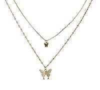 ZGHQHCDRH Exquisite & Shiny Butterfly Necklace for Women Double Layer Clavicle Shiny Chain Necklace Jewelry Gifts