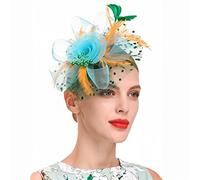 ZGHQHCDRH Fascinator da donna con fiori, nastri in rete e piume, cappello o copricapo clip, for cocktail feste(N)
