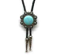 ZGHQHCDRH For uomo donna distintivo rotondo vintage turchese - cravatta hip-hop casual in pelle americana Bola Tie String