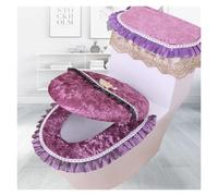 ZGHQHCDRH Il Cuscino del Bagno, Cuscino del Sedile WC, Custodia in Peluche for Il Coperchio con coprisedili in Pizzo Tappetino Morbido e Caldo for Bagno Universale(Purple)