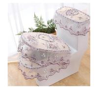 ZGHQHCDRH Il Cuscino del Bagno, Cuscino for Sedile WC, 3 Pezzi/Set Set di copriwater for con Fiori Ricamati in Pizzo for in Velluto Diamanti Dorati(Purple)