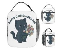 ZGHQHCDRH La Rabbia Mi consuma la Maglietta del Gatto La Rabbia Divertente Mi Sta consumando al Sacco per Il Pranzo per Le Ragazze Lunch Box Casual Picnic Cooler Bag Borse Termiche per Il Pranzo