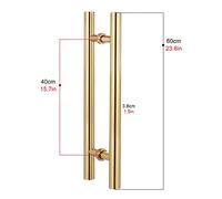 ZGHQHCDRH Maniglia per porta, Maniglie for porte lunghe a doppia faccia in vetro a forma di H for bagno, ristorante, hotel, ufficio, caffetteria, argento(Yellow,Length60cm)