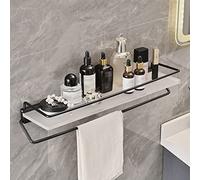 ZGHQHCDRH Mensola da bagno, Portaoggetti da doccia galleggiante con portasciugamani, ripiani in alluminio salvaspazio for shampoo e gel(Shelf 50cm With Rod)