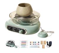 ZGHQHCDRH Mini Ruota da Ceramica elettrica con Kit di Attrezzi per Argilla Piattaforma Rotante per Bambini e Adulti Kit di Ceramica DIY per Principianti Arte dell Argilla(Green)