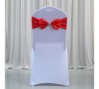 ZGHQHCDRH Nastri per sedie, Telai for Sedia, Fascia for Sedia in Spandex con Fiocco in Raso sullo Schienale for la Decorazione della Copertura della Sedia for Feste di Eventi di Nozze, 50 Pezzi(Red)
