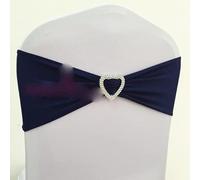 ZGHQHCDRH Nastri per sedie, Telai for sedie, 50 Pezzi SWwedding Chair Bow Sash Fascia Elastica for Sedia in Spandex con Fibbia a Cuore for la Decorazione di Eventi di Hotel,(Navy Blue)