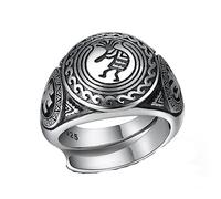 ZGHQHCDRH Native American Indian Seal Ring, Men S925 Tribal Portrait Ring