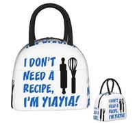 ZGHQHCDRH Non c'è Bisogno di ricetta Yiayia Nonna Greca Pranzo Isolato Sacchetto per Donne Bambini Scatole di Cibo Portatile Pranzo Termico Tote