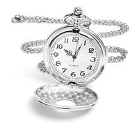 ZGHQHCDRH Orologi da Tasca, Orologio da Tasca Moderno, con Catena, Numeri Romani Orologio da Tasca Elegante for Il Giorno del Compleanno, Anniversario, Natale, Festa del papà(Silver)
