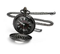 ZGHQHCDRH Orologi da Tasca, Orologio da Tasca Moderno, con Catena, Numeri Romani Orologio da Tasca Elegante for Il Giorno del Compleanno, Anniversario, Natale, Festa del papà(Black)
