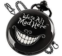 ZGHQHCDRH orologio da tasca, Classico acciaio liscio con catena numeri romani uomo donna orologi da tasca ciondolo regalo di compleanno for la festa del papà(Black)