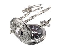 ZGHQHCDRH orologio da tasca, Numeri romani classici argento con catena(Black)