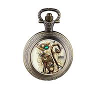 ZGHQHCDRH orologio da tasca, Regalo vintage con pendente for orologio da tasca con collana con medaglione a forma di gatto Steampunk(Bronze)