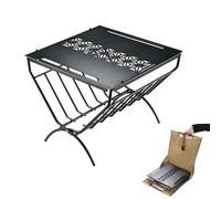 ZGHQHCDRH Porta legna da ardere, Supporto portatile in metallo for campeggio all'aperto, porta legna da ardere esterno, borsa, pieghevole 14" con ripiano tavolo