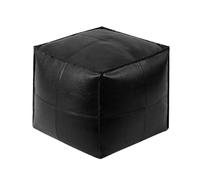 ZGHQHCDRH Pouf in pelle cerata, quadrato, 45,7 cm, regolabile, resistente ad acqua, antimacchia, cerniera nascosta, cuscino boho cucito a mano (nero)