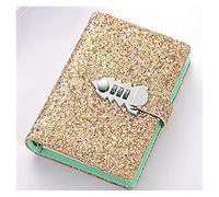 ZGHQHCDRH Quaderni, Notebook con paillettes in PU, copertina, raccoglitore, quaderni a spirale, diari di cancelleria, diario password, blocco note for la scuola(Gold)
