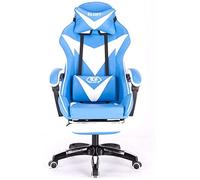 ZGHQHCDRH sedie da computer, Sedia girevole in pelle, sedia Zero, for computer con schienale alto, da ufficio reclinabile regolabile poggiatesta e supporto lombare/rosa(White and Blue)