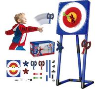 ZGHQHCDRH Set 3 in 1 per Lancio dell'ascia e Gioco delle Freccette da Giardino, Sicuro, Pieghevole, con Struttura in Metallo Robusto, Include 2 ASCE, 2 Freccette a Sei Stelle e 2 Freccette(Blue)