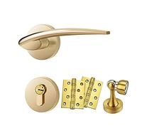 ZGHQHCDRH Set di maniglie for porte a leva in nichel satinato spazzolato moderno - Serratura for porta a due ante silenziosa for uso interno ed esterno(ModelA)
