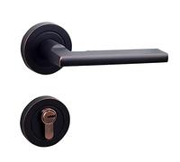 ZGHQHCDRH Set di pomelli e leve for porta con doppia chiave e catenaccio quadrato - Maniglia d'ingresso in acciaio massiccio con finitura nera opaca for la sicurezza domestica(ModelD)