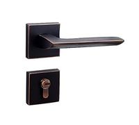 ZGHQHCDRH Set di pomelli e leve for porta con doppia chiave e catenaccio quadrato - Maniglia d'ingresso in acciaio massiccio con moderna finitura nera opaca(ModelB)