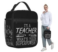 ZGHQHCDRH Sono Un Insegnante, qual è Il Tuo superpotere Borsa per Il Pranzo isolata per Le Donne Ufficio Cooler Thermal Food Box Tote Lunch Box Portatili
