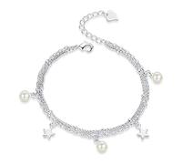 ZGHQHCDRH Squisito braccialetto in argento a doppia catena, braccialetto alla moda, gioielli in argento da donna for sorelle, amiche, coppie