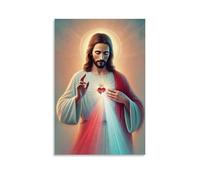 ZGHQHCDRH Stampa artistica da parete moderna su tela testurizzata con il Sacro Cuore di Gesù Cristo, per soggiorno, un sorprendente centrotavola per la decorazione di casa e ufficio, senza cornice, 20