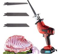 ZGHQHCDRH Tagliaossa e carne LED, Seghetto elettrico ricaricabile portatile, 1&2 batterie e 4 lame da seghetto, Kit macchina da taglio macellaio per ossa, carne, legno, metallo e plastica(2 battery)