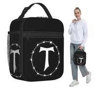 ZGHQHCDRH Tau Croce Filo Spinato San Francesco D'assisi Francescano Gotico Isolato Pranzo Bag Termico Cibo Scatola Tote Portapranzo Portatili