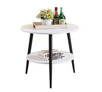 ZGHQHCDRH tavolino, Tavolino da caffè rotondo doppio, comodino/tavolino d'angolo di lusso leggero in finto legno massello in stile nordico(60X60CM)