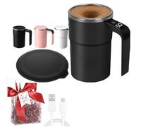 ZGHQHCDRH Tazza Caffè Auto-Mescolante Ricaricabile, Tazza Schermo LCD Temperatura Mescolatura Magnetica Automatica Coperchio Stanco Caffè Latte Cacao Vaso Portatile(Black)