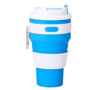 ZGHQHCDRH tazza pieghevole, Silicone portatile, a prova di perdite, riutilizzabile, con moschettone, ideale for caffè, tè, escursionismo, campeggio, attività all'aperto(Blue,S)