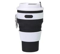 ZGHQHCDRH tazza pieghevole, Silicone portatile, a prova di perdite, riutilizzabile, con moschettone, ideale for caffè, tè, escursionismo, campeggio, attività all'aperto(Black,S)