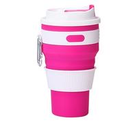 ZGHQHCDRH tazza pieghevole, Silicone portatile, a prova di perdite, riutilizzabile, con moschettone, ideale for caffè, tè, escursionismo, campeggio, attività all'aperto(Pink,S)