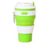 ZGHQHCDRH tazza pieghevole, Silicone portatile, a prova di perdite, riutilizzabile, con moschettone, ideale for caffè, tè, escursionismo, campeggio, attività all'aperto(Green,L)