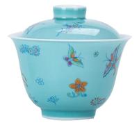 ZGHQHCDRH tazze da caffè, Tazza da caffè, tazza da tè, 100 ml motivo floreale a farfalla Ciotola Gaiwan Tazza da tè Kung Fu Set da tè Zuppiera for la casa
