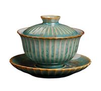 ZGHQHCDRH tazze da caffè, Tazza da caffè, Tazza da tè, 140 ml Smalto verde Gaiwan Ceramica vintage Kung Fu Ciotola da tè Tazza Zuppiera Set da tè Kung Fu